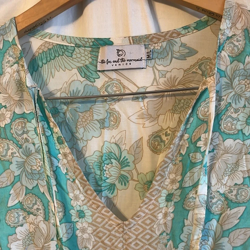 The Fox and the Mermaid Calista V Neck Tassel Floral Printed Mini Dress - Picture 6 of 11
